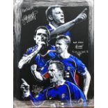 A GEO THOMSON OIL ON CANVAS OF RANGERS LEGENDS