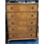 A 20TH CENTURY STAINED WOOD CHEST OF DRAWERS