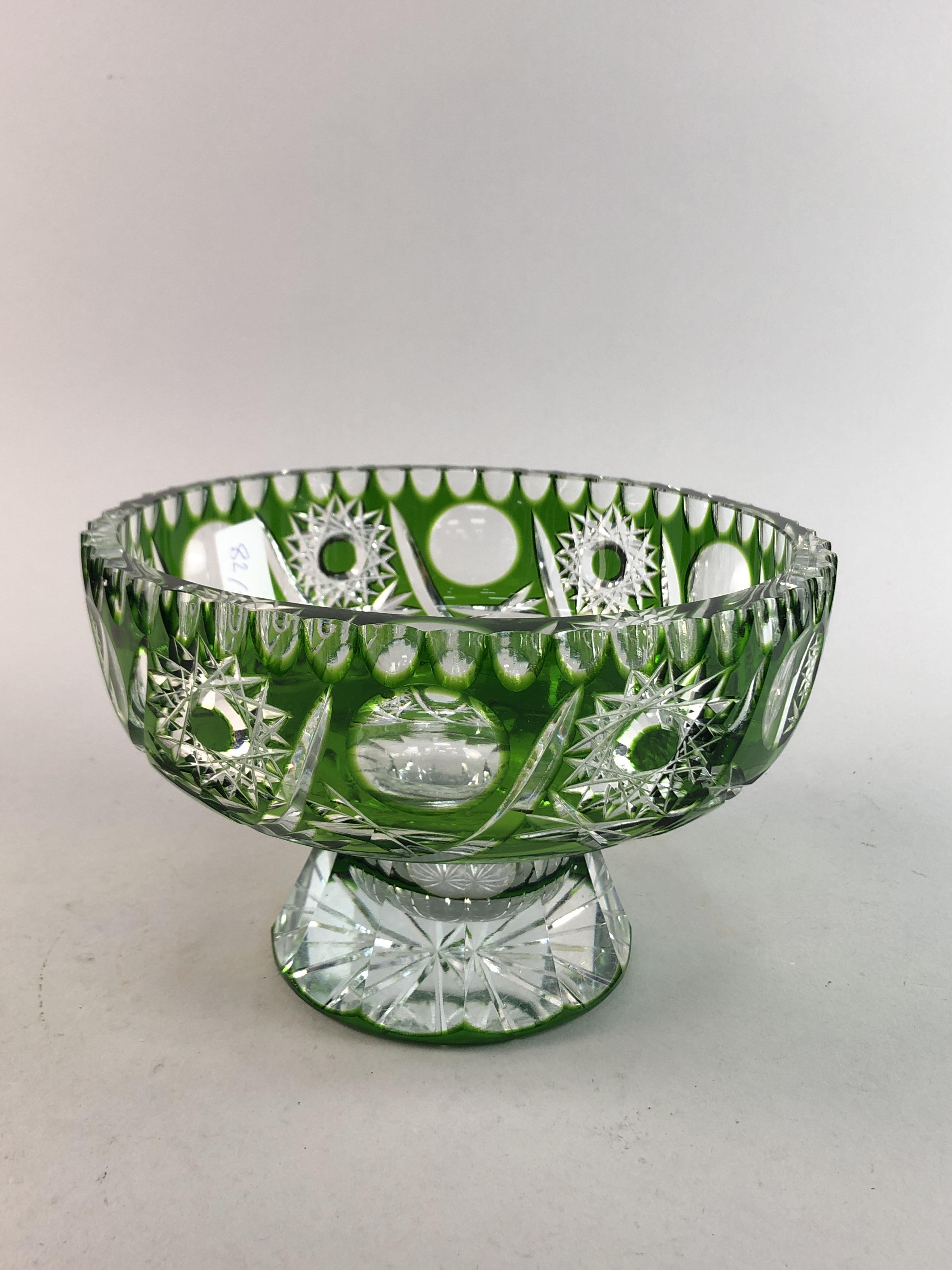 A VICTORIAN GLASS DECANTER, VASE AND BOWL - Image 3 of 3