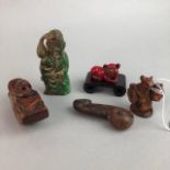 A 20TH CENTURY JAPANESE WOOD NETSUKE AND OTHER AMULETS