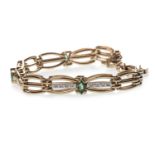 A GREEN GEM SET AND DIAMOND BRACELET