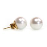 A PAIR OF SOUTH SEA PEARL EARRINGS