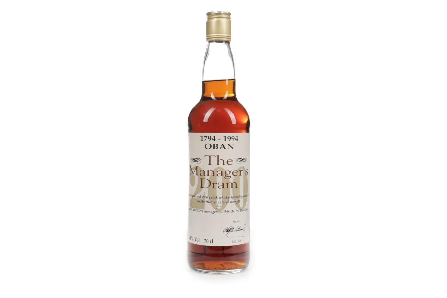 OBAN THE MANAGER'S DRAM 200th ANNIVERSARY AGED 16 YEARS
