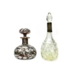 A LOT OF TWO SILVER OVERLAID PERFUME BOTTLES