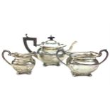 AN EDWARD VII SILVER THREE PIECE TEA SERVICE