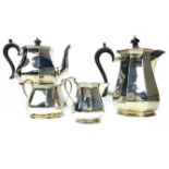 A GEORGE V SILVER FOUR PIECE TEA AND COFFEE SERVICE