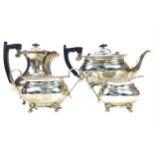 A SILVER FOUR PIECE TEA AND COFFEE SERVICE