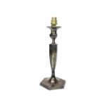 A GEORGE V SILVER CANDLESTICK TABLE LAMP