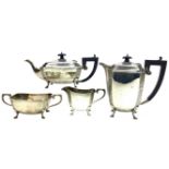 A SILVER FOUR PIECE TEA SERVICE