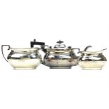 A SILVER THREE PIECE TEA SERVICE