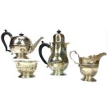 A GEORGE V FOUR PIECE TEA AND COFFEE SERVICE