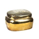 A CHINESE BRASS HAND WARMER