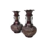 A PAIR OF JAPANESE BRONZE VASES