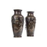 A PAIR OF JAPANESE BRONZED VASES