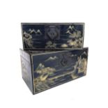 A CHINESE GRADUATED SET OF THREE LACQUERED CASKETS