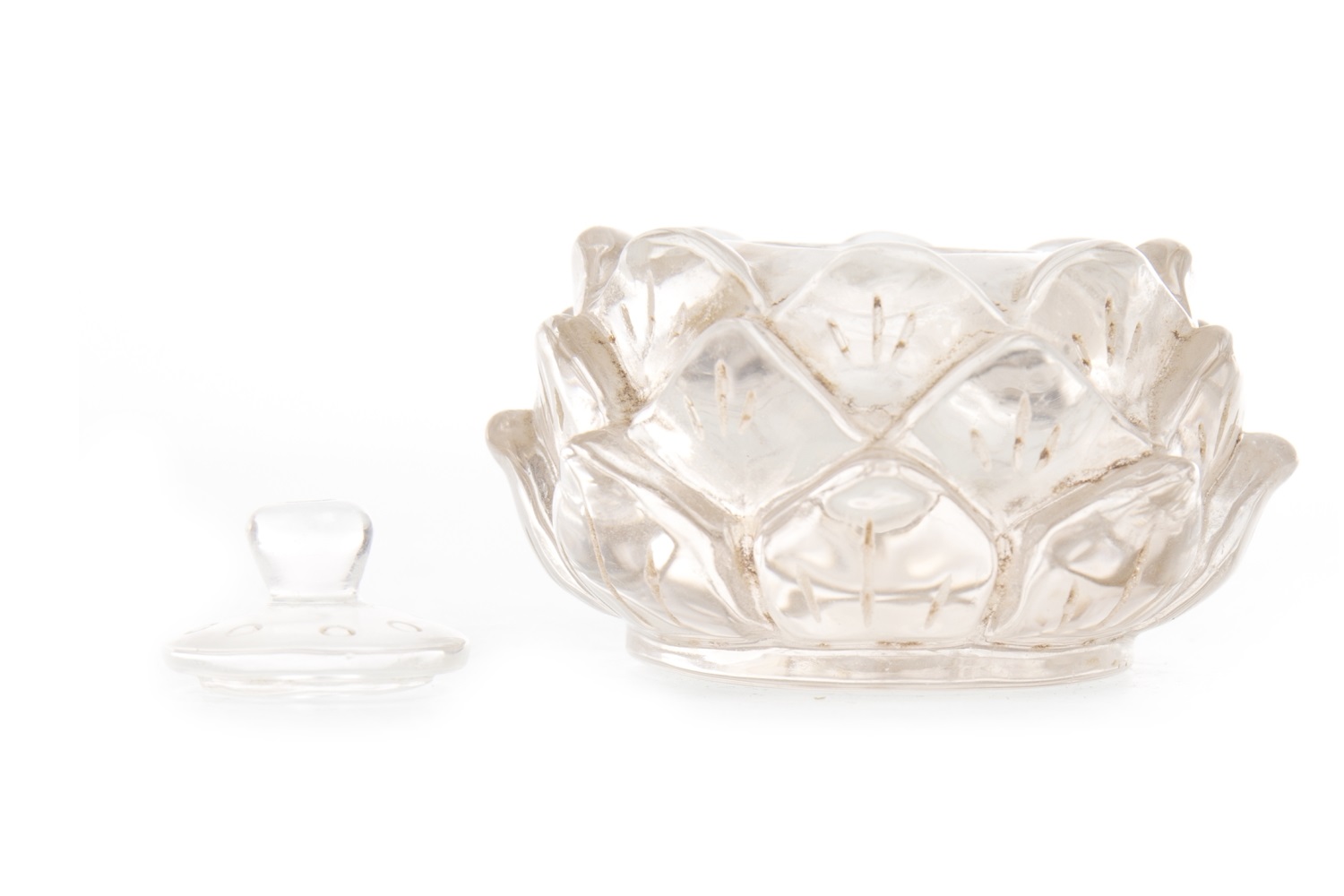 A LATE 19TH/EARLY 20TH CENTURY ROCK CRYSTAL INKWELL