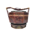 A 20TH CENTURY CHINESE LACQUERED WOOD WEDDING BASKET