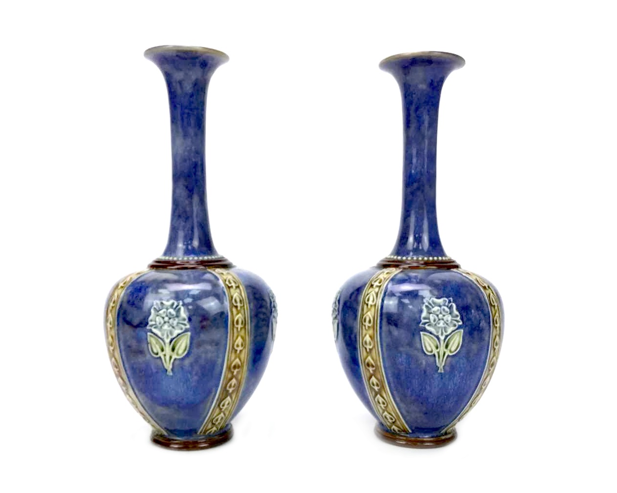 A PAIR OF ROYAL DOULTON STONEWARE VASES