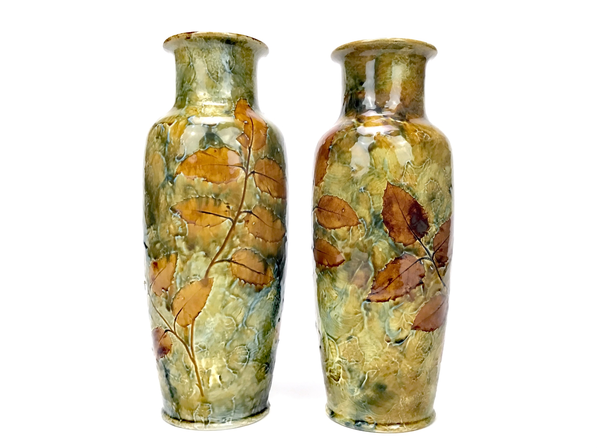 A PAIR OF ROYAL DOULTON VASES