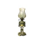 A VICTORIAN BRASS OIL LAMP