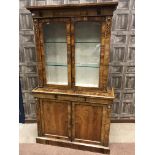 A LATE 19TH CENTURY WALNUT CABINET BOOKCASE