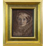 WOMAN IN A HEADSCARF, AN OIL BY SANDIE GARDNER