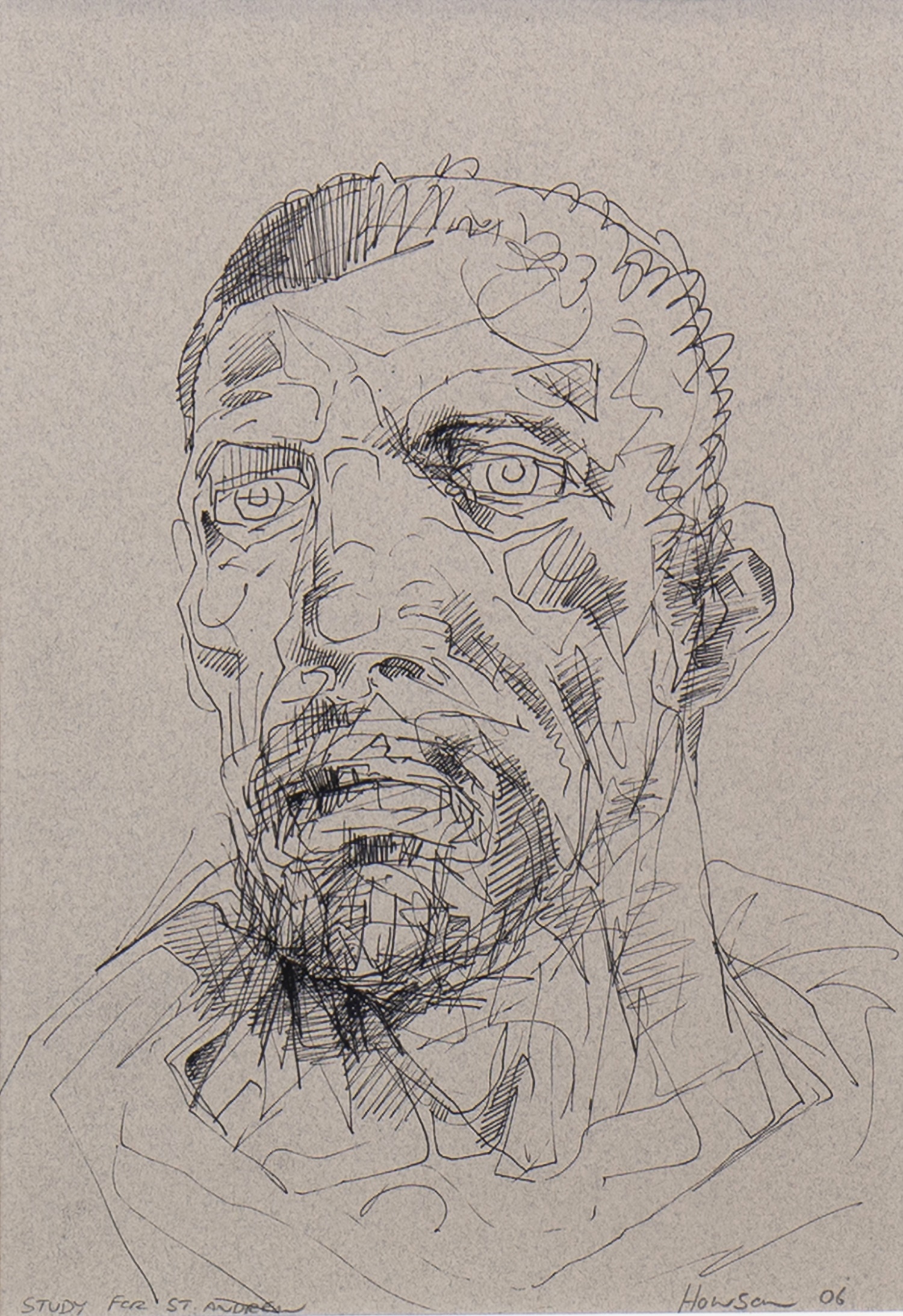 STUDY FOR ST ANDREW'S III, AN INK BY PETER HOWSON