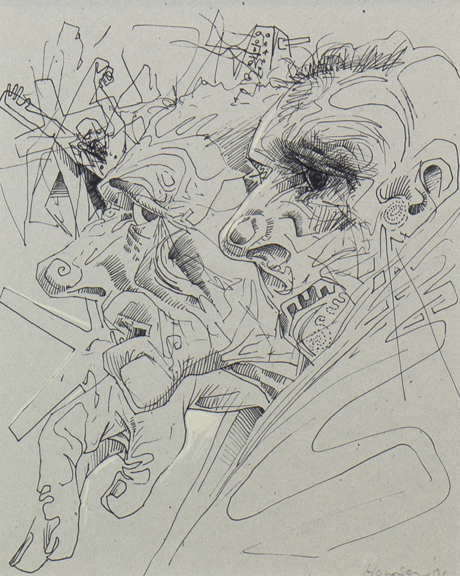 STUDY FOR ST ANDREW'S I, AN INK BY PETER HOWSON