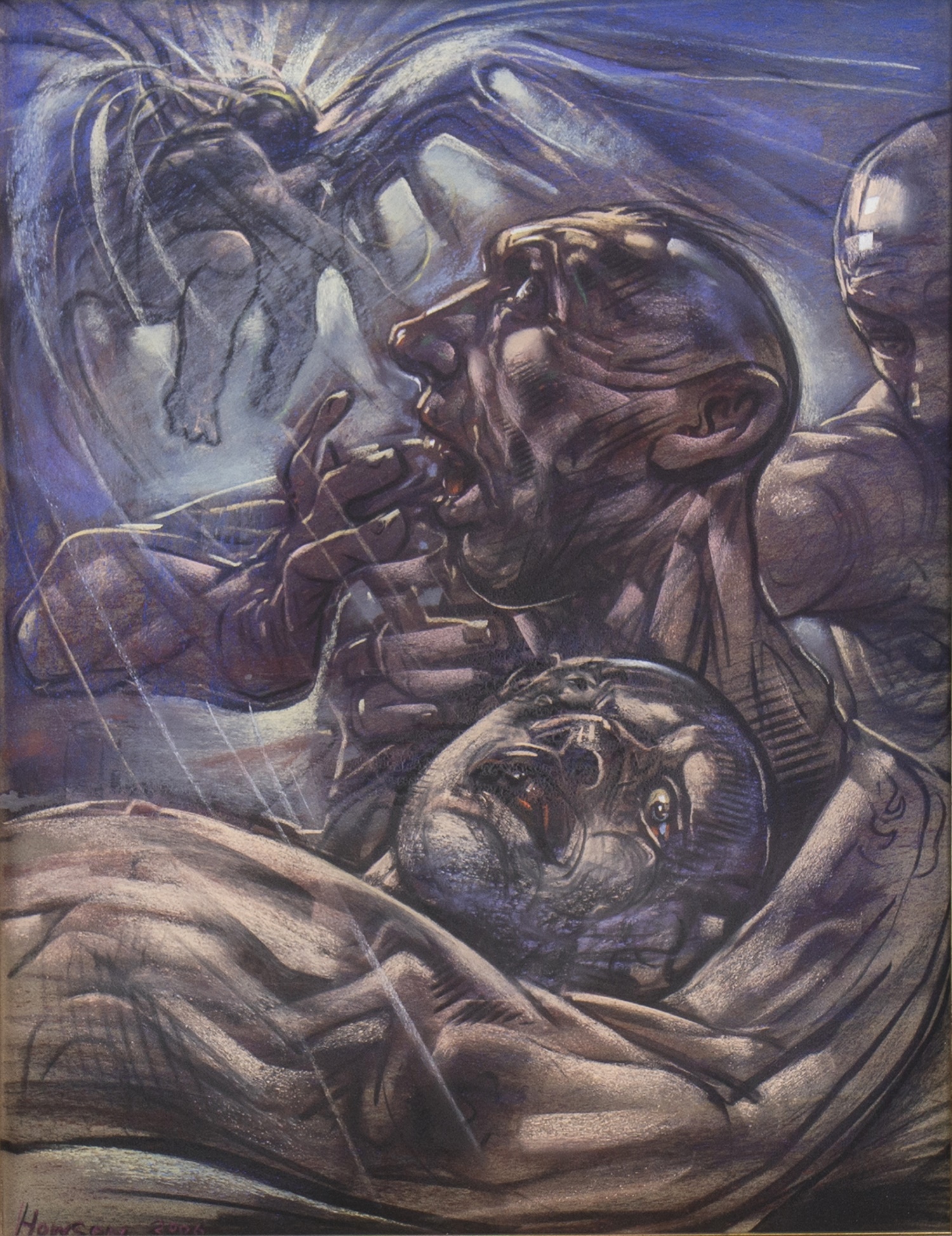 DILIGENT REAPER, A PASTEL BY PETER HOWSON