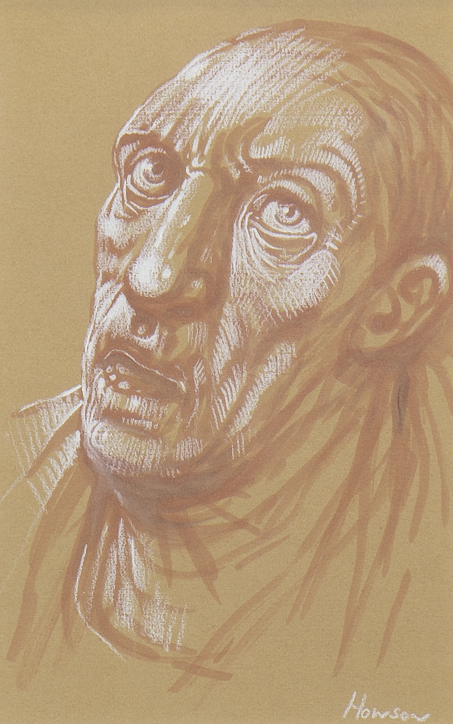 HEAD STUDY, A PASTEL BY PETER HOWSON
