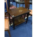 A MAHOGANY CARD TABLE AND TWO SIDE CHAIRS