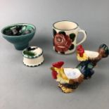 A GRISELDA HILL POTTERY WEMYSS MUG AND OTHER CERAMICS