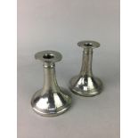 A PAIR OF MAYFLOWER PEWTER CANDLESTICKS
