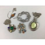 A LOT OF SILVER AND OTHER COSTUME JEWELLERY