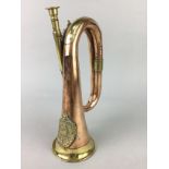 A BRASS AND COPPER BUGLE