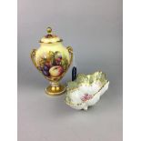 AN AYNSLEY ORCHARD URN SHAPED GOLD LIDDED VASE AND OTHER AYNSLEY ITEMS