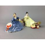 A ROYAL DOULTON FIGURE OF 'ELYSE' AND FOUR OTHERS