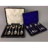A LOT OF CASED SETS OF SILVER PLATED CUTLERY