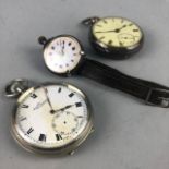 A SILVER FOB WATCH AND TWO POCKET WATCHES