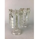 A LOT OF TWO CRYSTAL LUSTRE VASES AND SIXTEEN GLASS GOBLETS