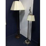 A MAHOGANY FLOOR LAMP AND ANOTHER