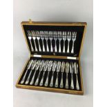 A DYKES BROTHERS CANTEEN OF SILVER PLATED CUTLERY AND ANOTHER