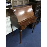 A 20TH CENTURY MAHOGANY BUREAU