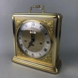 A RETRO 'HERMLE' GILT METAL CASED MANTEL CLOCK