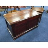 A STAINED WOOD BLANKET CHEST AND A HALL CHAIR