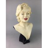 A PAINTED PLASTER BUST OF MARILYN MUNRO