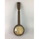 A VINTAGE BANJO AND A TOURING ENGLAND MAP GAME