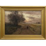 FIGURE ON A COUNTRY PATH, AN OIL BY JOHN HAMILTON GLASS