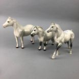 A BESWICK CONNEMARA PONY AND TWO ROYAL DOULTON PONIES