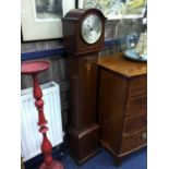 AN INLAID MAHOGANY GRANDMOTHER CLOCK